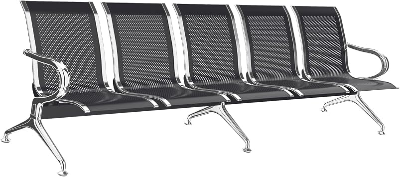 Kinfant Waiting Room Chairs - Whole 5-Seat Connect Reception Chairs Waiting Room Chairs with Arms & Stainless Steel Frame, Waiting Room Bench Lobby Chair for Office Airport Bank Hospital