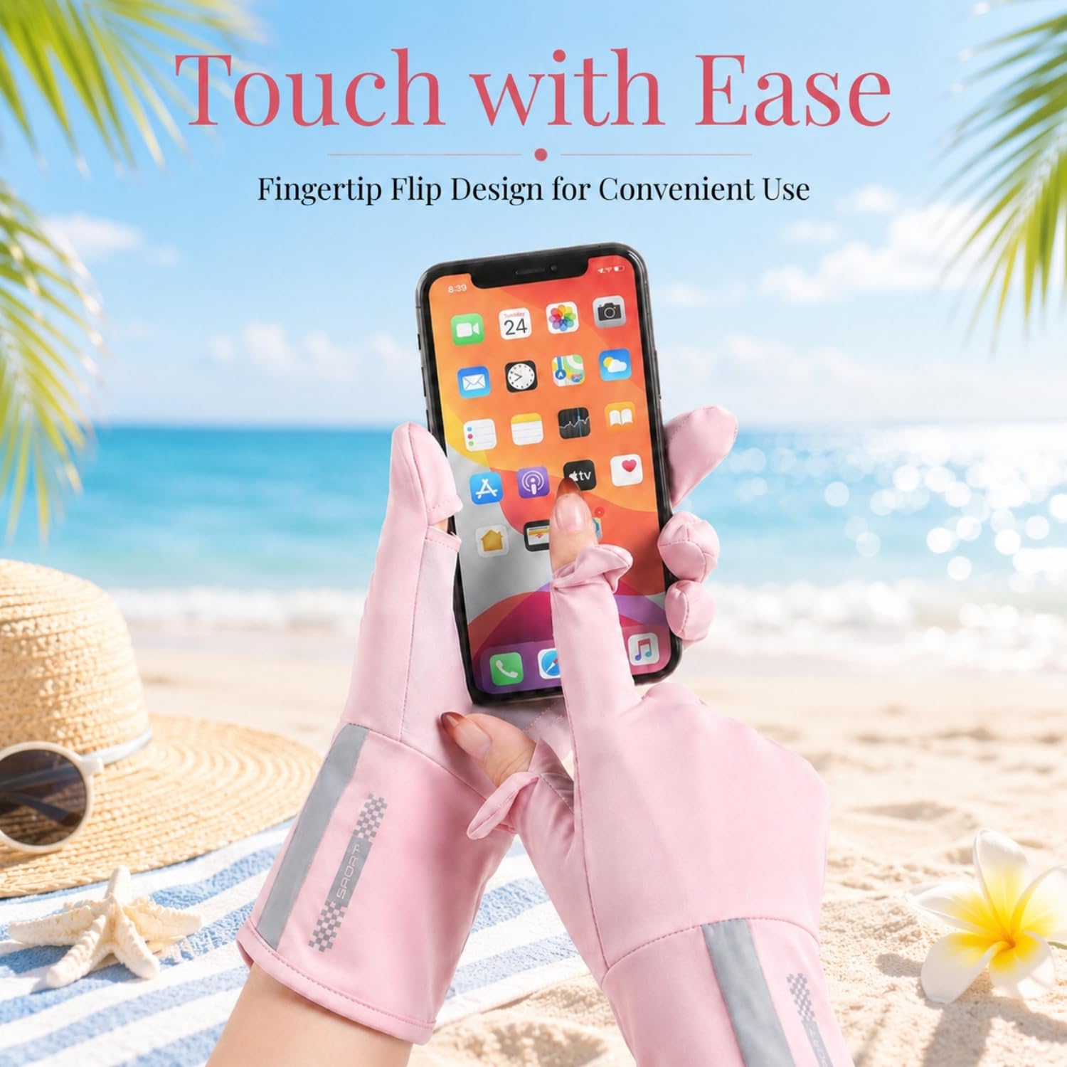 Flavizo Driving Sun Protection Gloves for Women, UV Protection Ice Silk Summer Gloves, Open Finger Hand Gloves with Anti-Slip Grip for Driving, Cycling, Scooty Riding & Outdoor Use, Pink 1