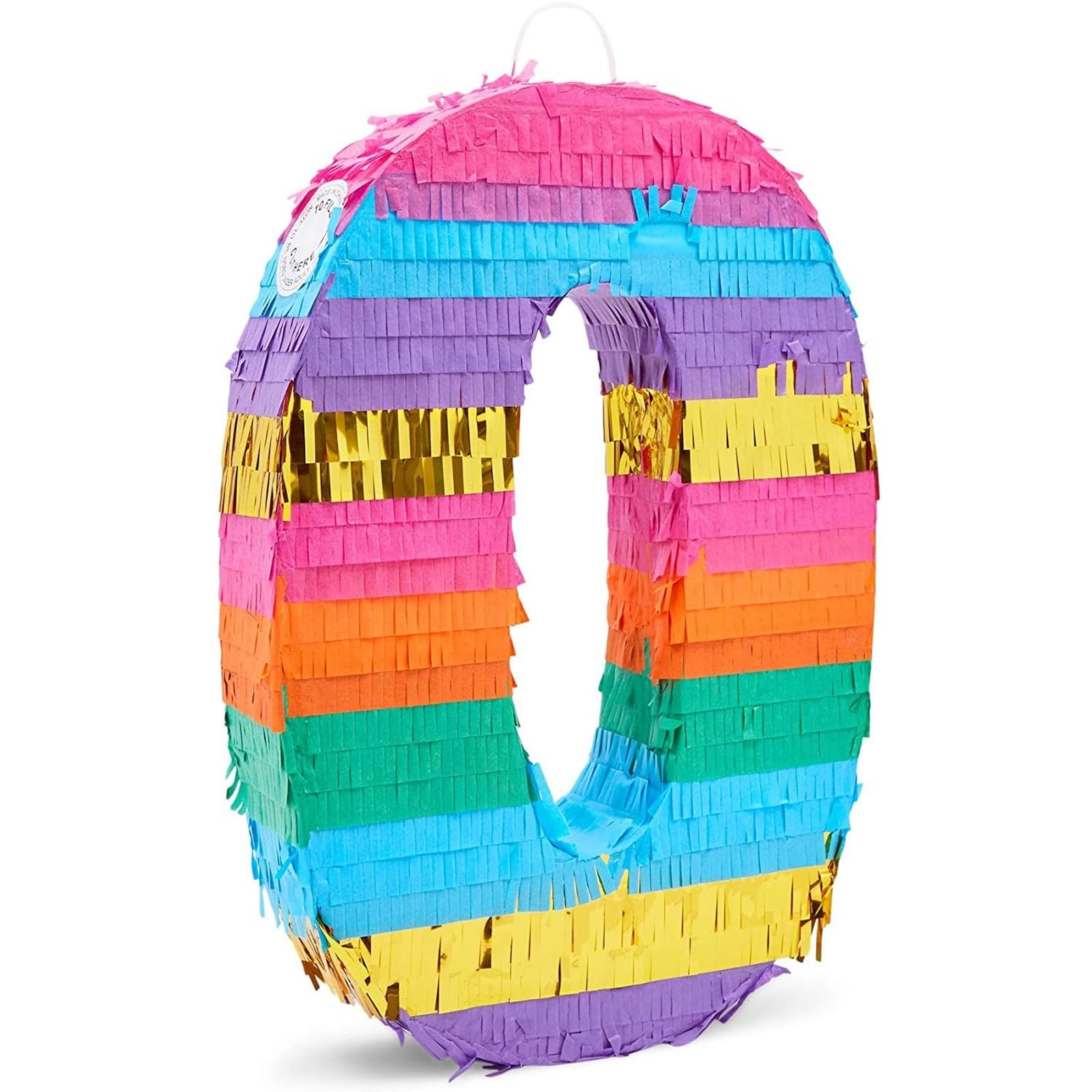 Pignatta stile arcobaleno per festa di compleanno del bambino, numero 0 (11,4 x 16,5 x 7,6 cm)