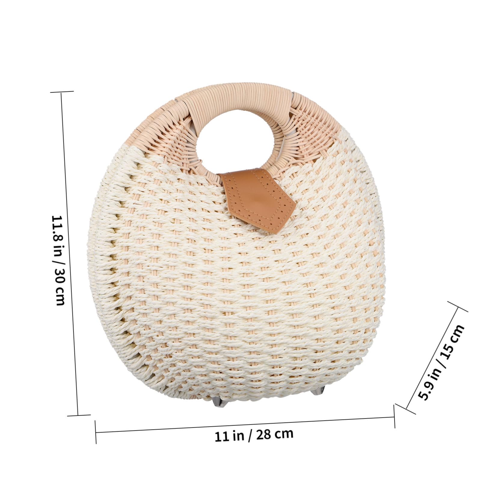Operitacx Borsa da Donna in Paglia Intrecciata Bianca a Forma di Conchiglia Chiusura a Bottone, Elegante alla Moda, come Borsa da Viaggio per Uso Quotidiano