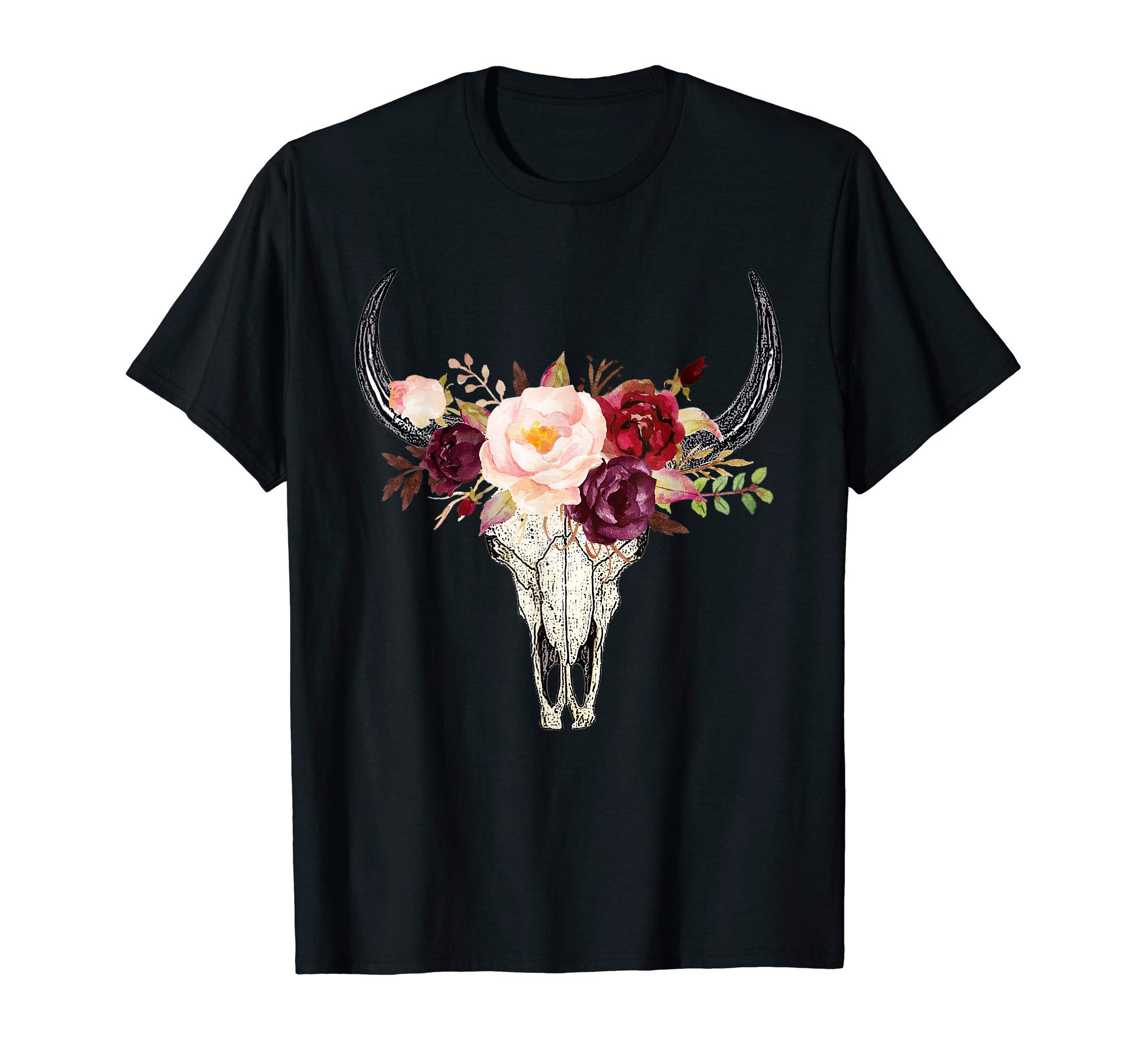 Bull Skull flowersT-ShirtOEKO-TEX STANDARD 100