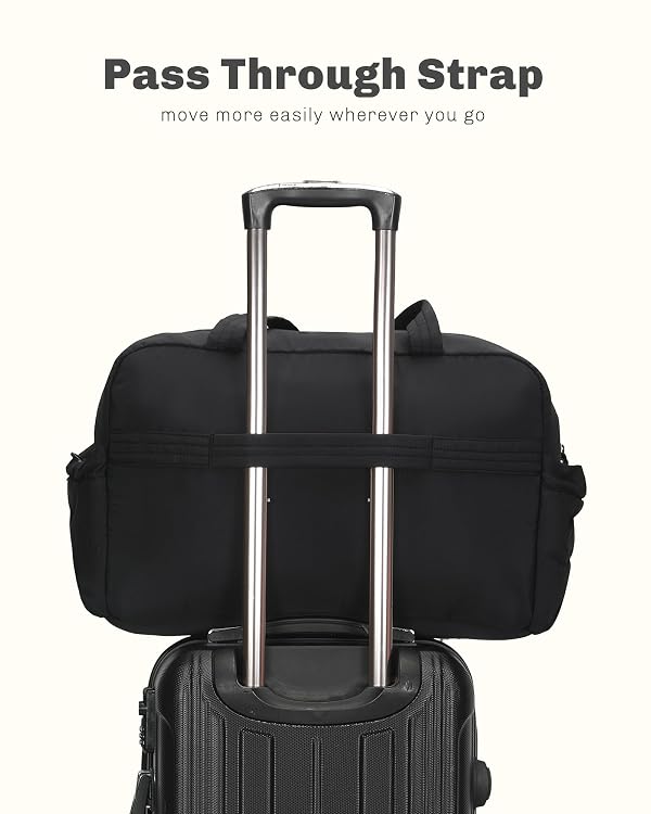 Hynes Eagle Travel Duffel Bag for Women with Toiletry Accessories Pouch Quilted Lightweight Overnight Weekender Carry on Bag with Wet Pocket Large Gym Puffer Tote Bag 31L Black by Hynes Eagle - Used condition - Image 7