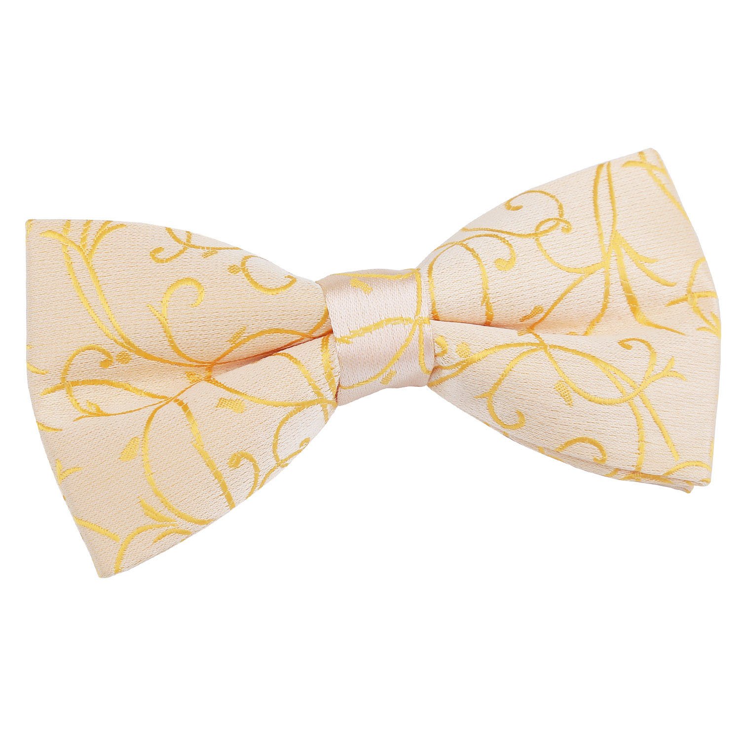 Dqt Men's Gold Swirl Floral Jacquard Pre-Tied Bow Tie – Wedding, Business & Formal