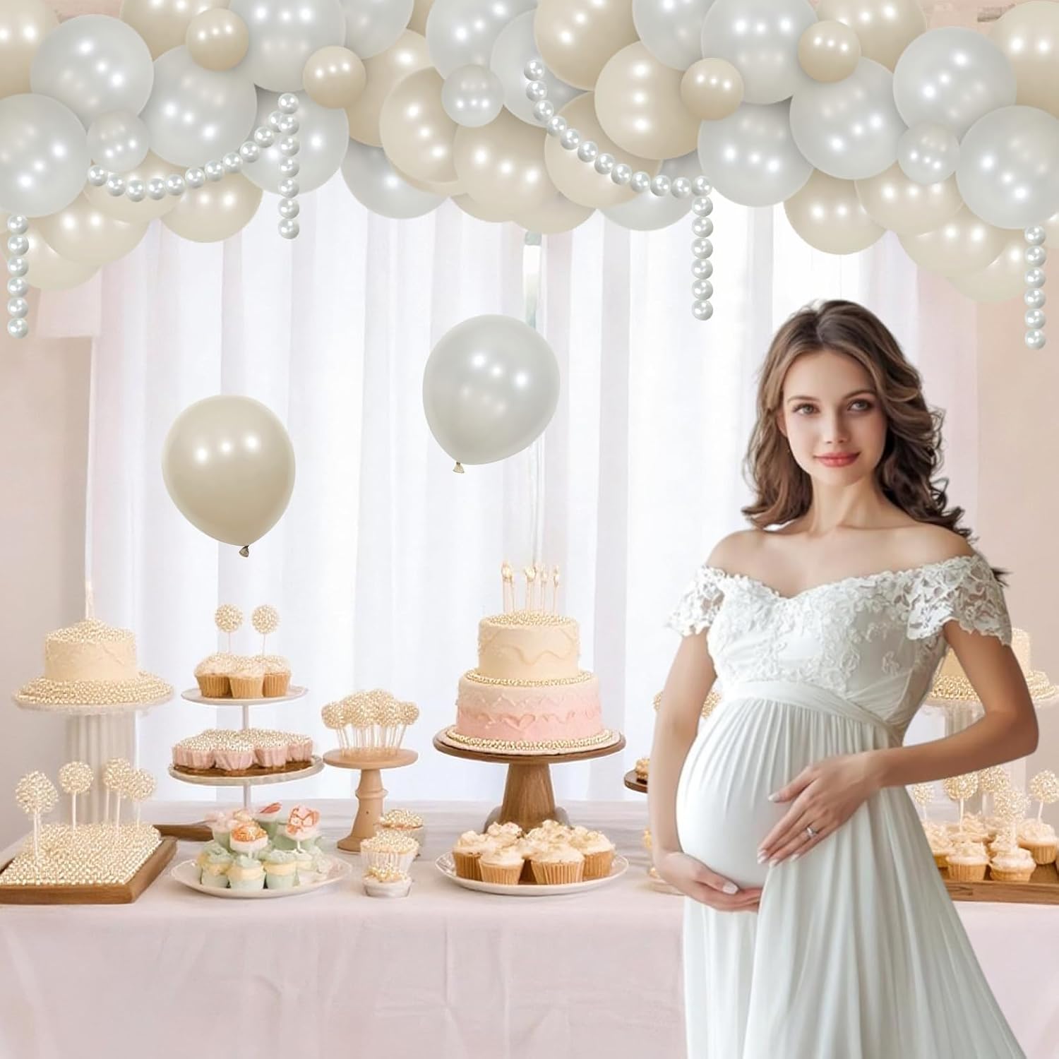 Pearl Themed Baby Shower Decorations A Little Pearl Is On The Way Backdrop Banner Pearl-White Balloon Garland Arch Under The Sea Baby Shower Decors Shell Mermaid Decor for Gender Reveal