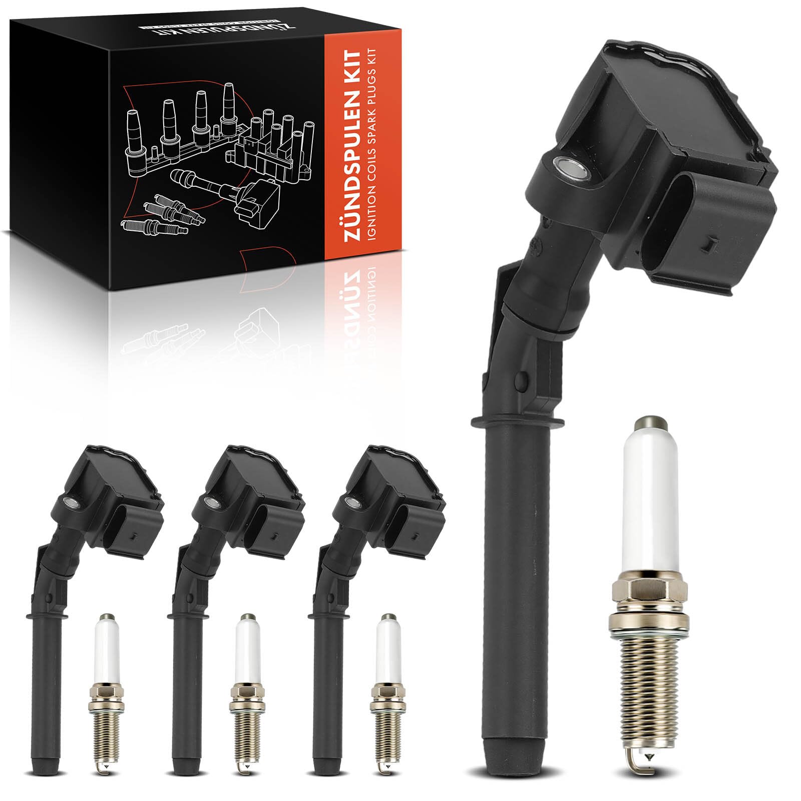 Frankberg 4 bobinas de encendido + 4 módulos de encendido de bujías | 224332935R, 2244800Q0J; Compatible con: Dokker MPV KE, Duster HM, Caja/MPV Dokker Express, Lodgy JS