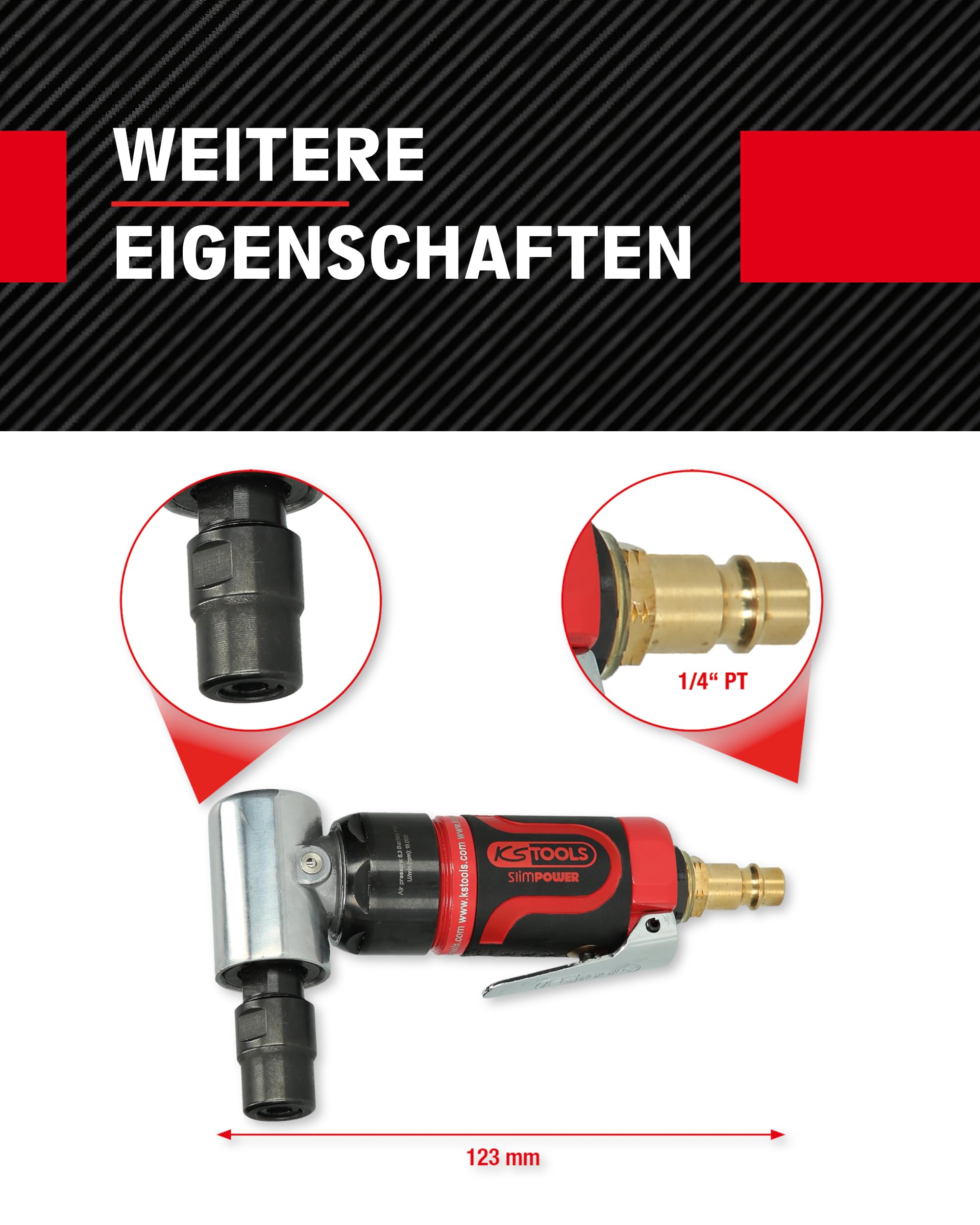 KS Tools 515.5535 SlimPOWER Szlifierka pneumatyczna kątowa MINI, 19.000 obr./min