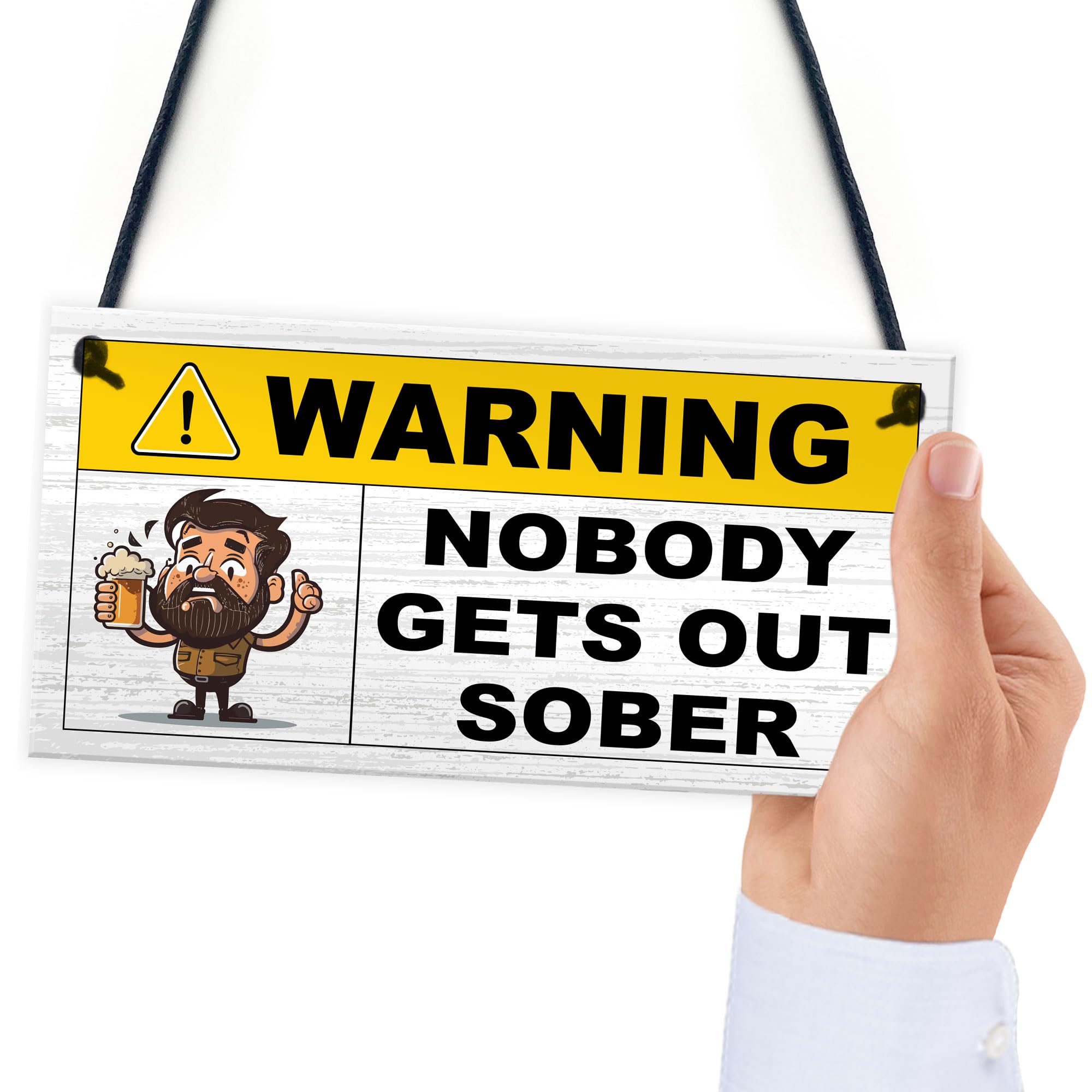 Red Ocean Funny Joke Nobody Gets Out Sober Hanging Home Bar Sign Man Cave Shed Sign Alcohol Gift For Men