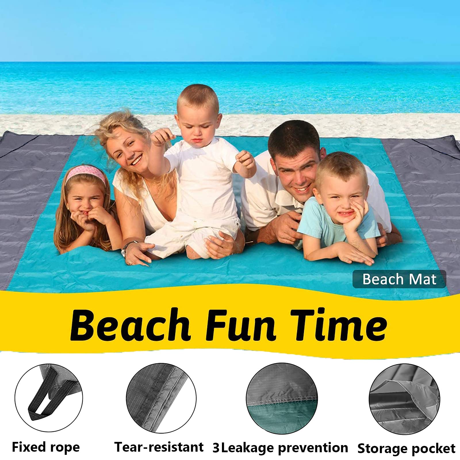 Manta De Picnic WZLEMOM 240x260 Cm - Impermeable, Con Bolsillos Y Estacas - Para Playa O Camping