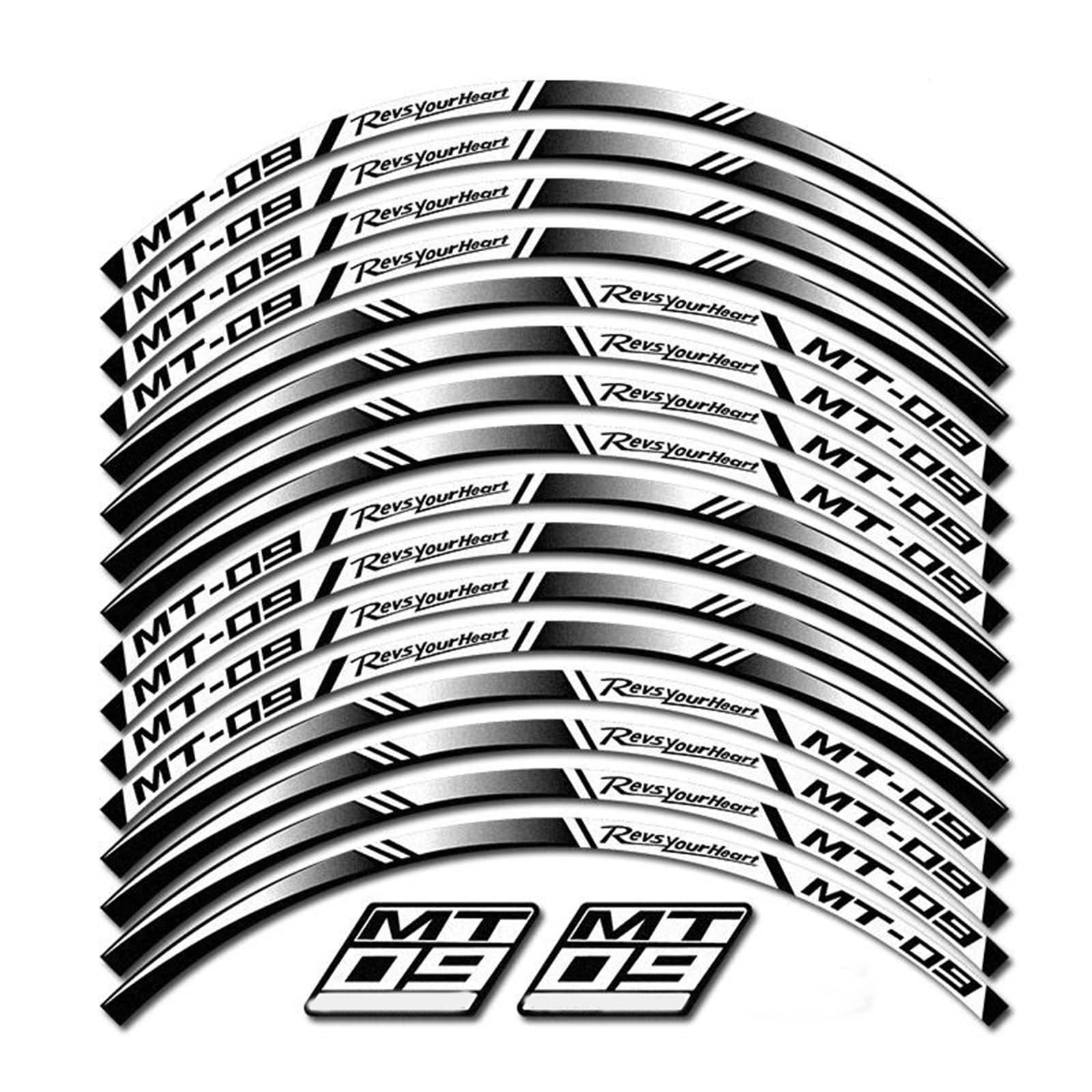 Sticker Part Reflective Stickers Motorcycle Accessories Rim Wheel Hub Sticker Decals for Y-AMAHA MT-09 MT09 MT 09(Grey)