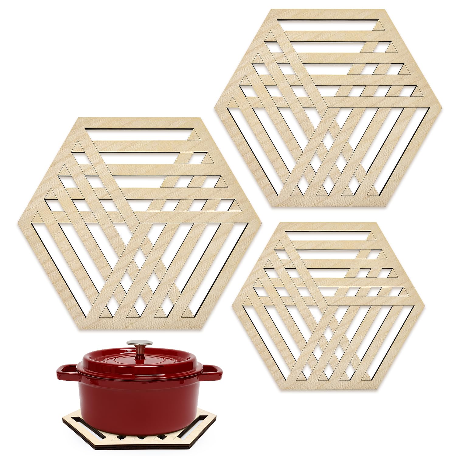 Amazon.com: 3 Pack Wood Trivets for Hot Dishes Wooden Kitchen
