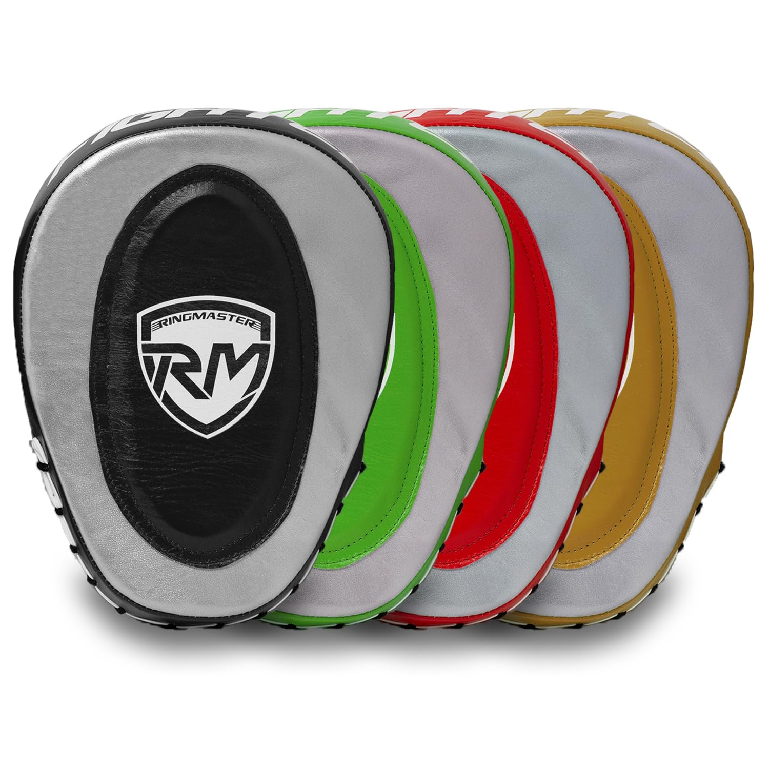 RingMaster Sports Genuine Leather Focus Pads Mitts Punch Hook Jab One Size Training Boxing MMA (Black)