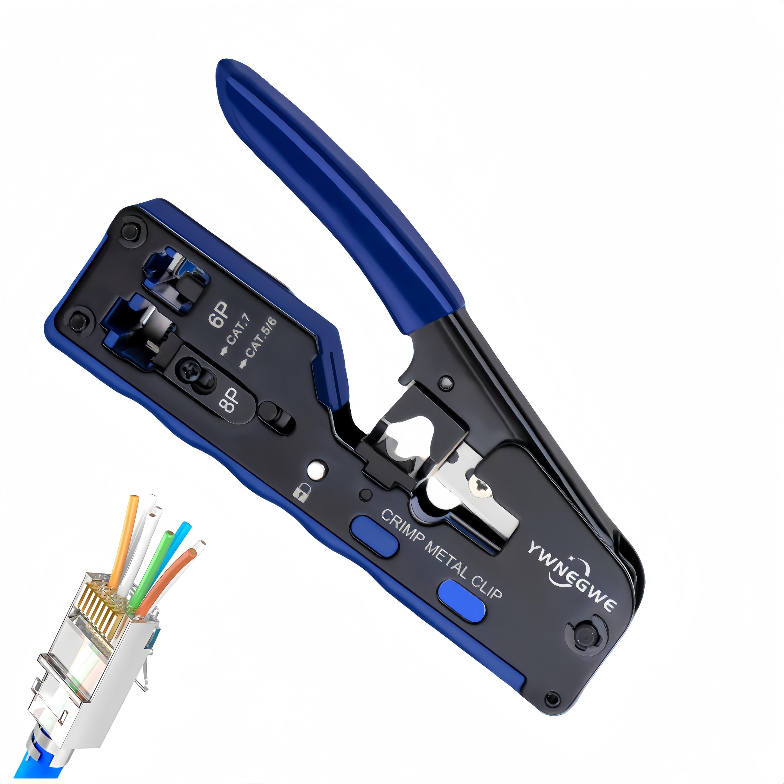Sponsored Ad - RJ45 Crimp Tool PassThrough,Cat7 Cat6A Cat6 Cat5e Cat5 RJ45 Crimping Tool,Pass Through Crimper Ethernet crimping Tool,All-in-One Stripping Cutting Crimping tool