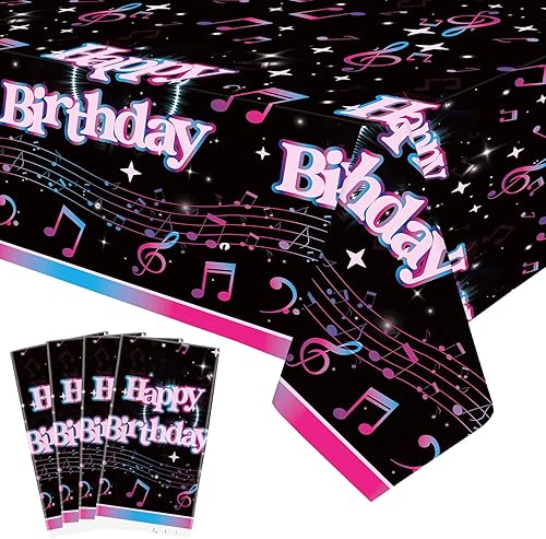 4 piezas de decoración para fiestas musicales, manteles rectangulares de plástico para fiestas de cumpleaños, 54 x 108 pulgadas