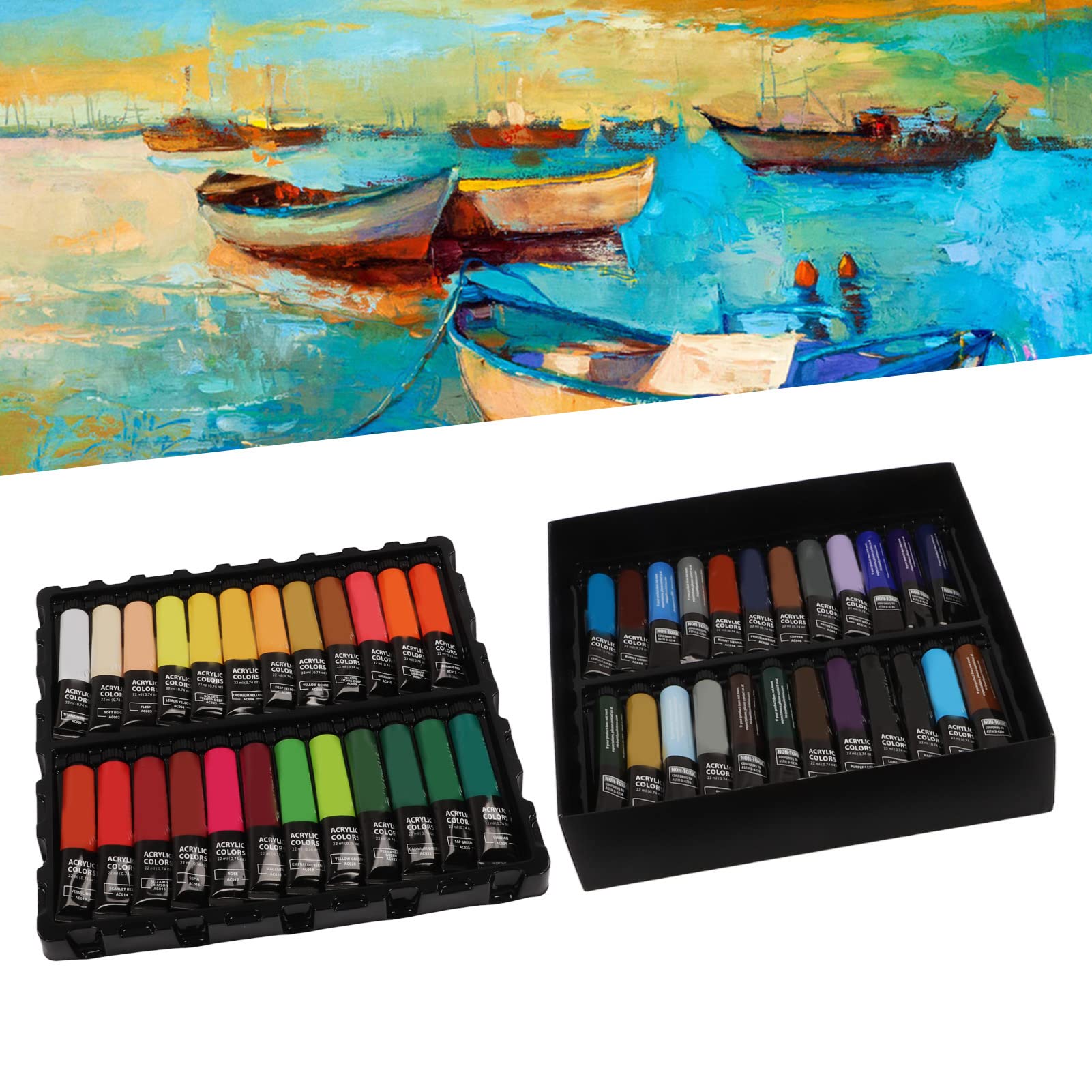 Acrylfarben-Set, 22 ml, professionelles Handwerks-Malset, Acrylfarben-Set, Acrylfarben-Malerei, Pigment-Malset, Malzubehör zum Malen