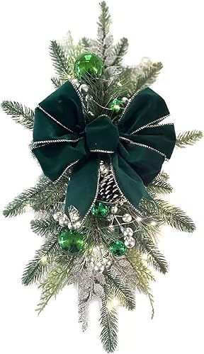 The Wireless - Decoración de lágrima de Navidad preiluminada para decoración de Navidad coronas de Navidad corona de Navidad puerta delantera