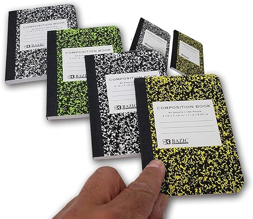 Mini libro de composición  Cuaderno, cubierta de mármol, diario rayado para escribir 4.5 x 3.25 pulgadas, 80 hojas cada uno (paquete de 6)