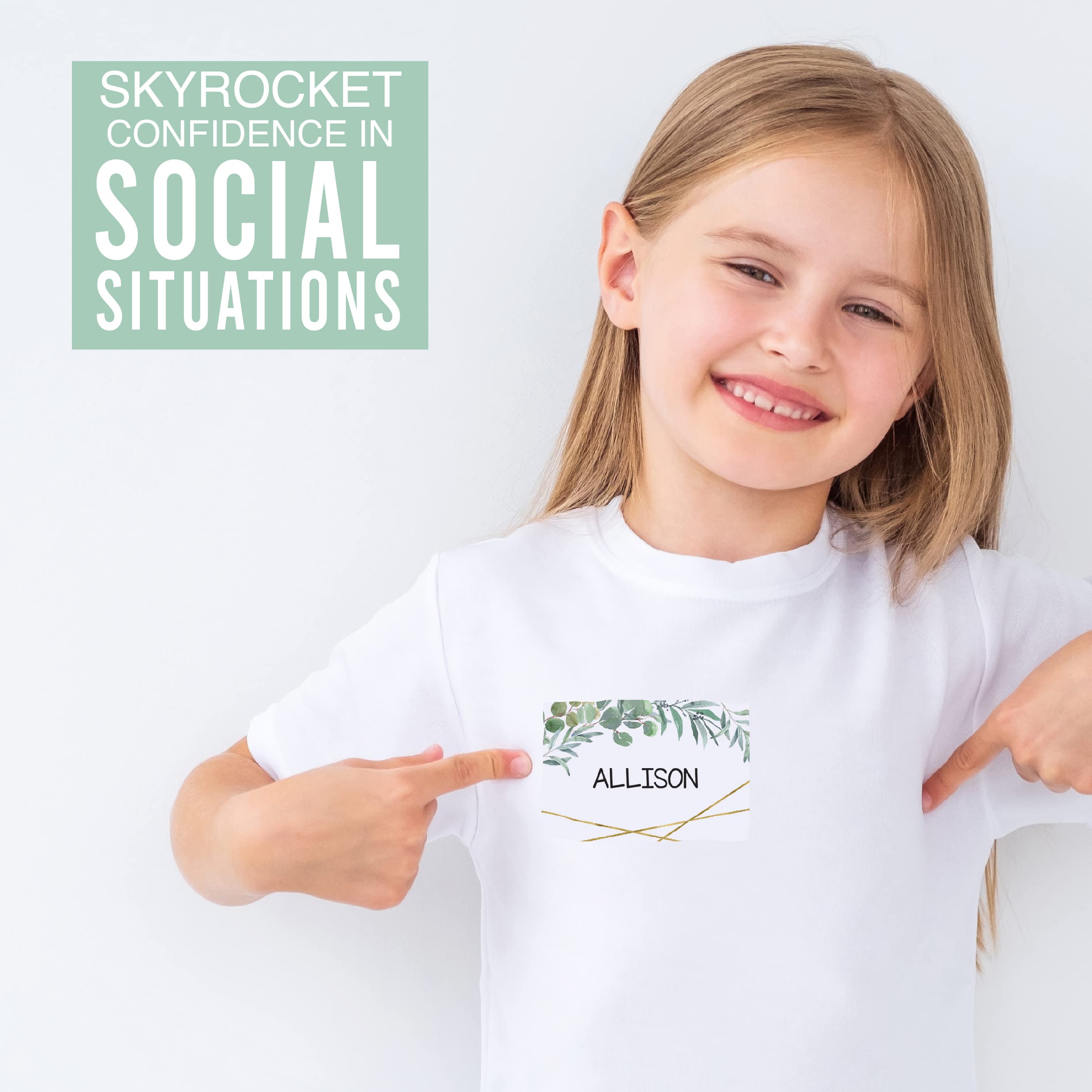 Hadley Designs 56 samoprzylepnych plakietek z imieniem dla dzieci, do szkoły, plakietki z imieniem do szkoły, etykiety do klasy, dla nauczycieli, samoprzylepne plakietki z imieniem na ubrania