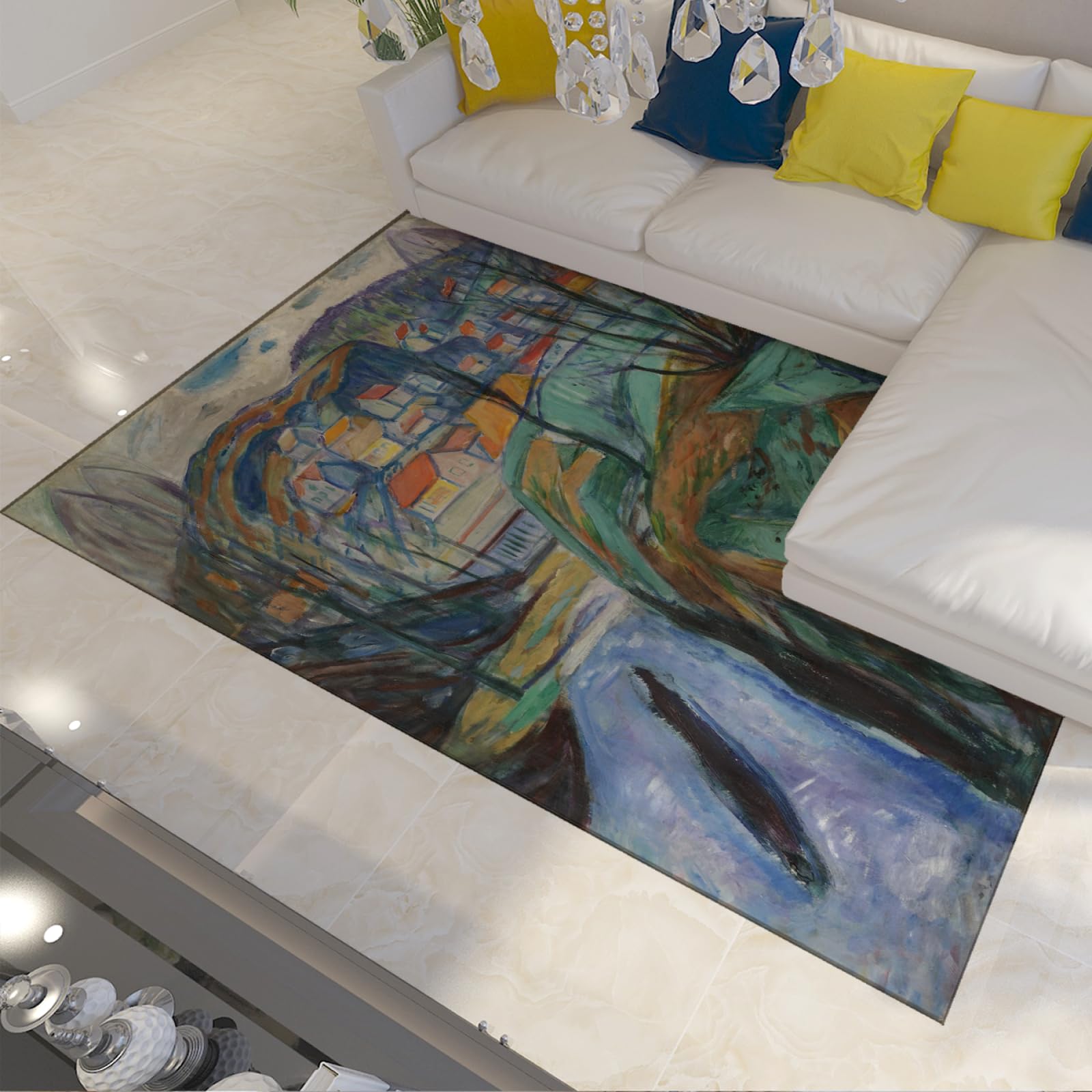 Tapis d'art expressionniste pour sublimer un salon et éviter les glissades
