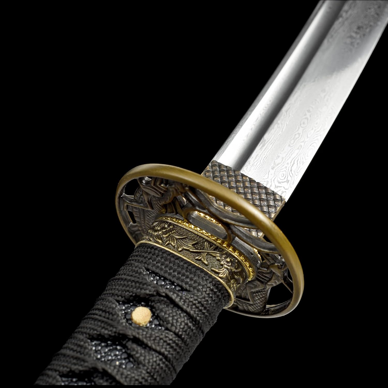 Folded Steel Tanto 21inch Japanese Samurai Sword Full Tang Hand Small Samurai Short Sword (Black)