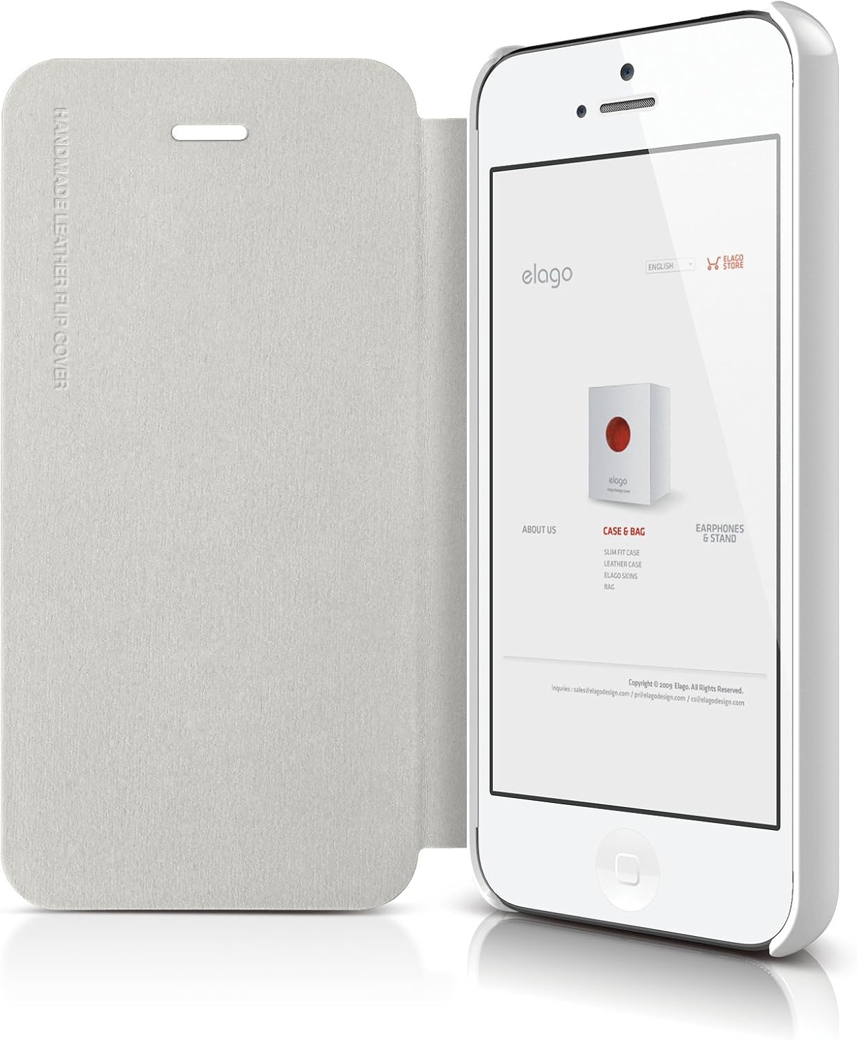 iPhone SE case, elago® [Leather Flip][White] - [Handmade][Screen Protection][Premium Hybrid Construction] - for iPhone SE/5/5S
