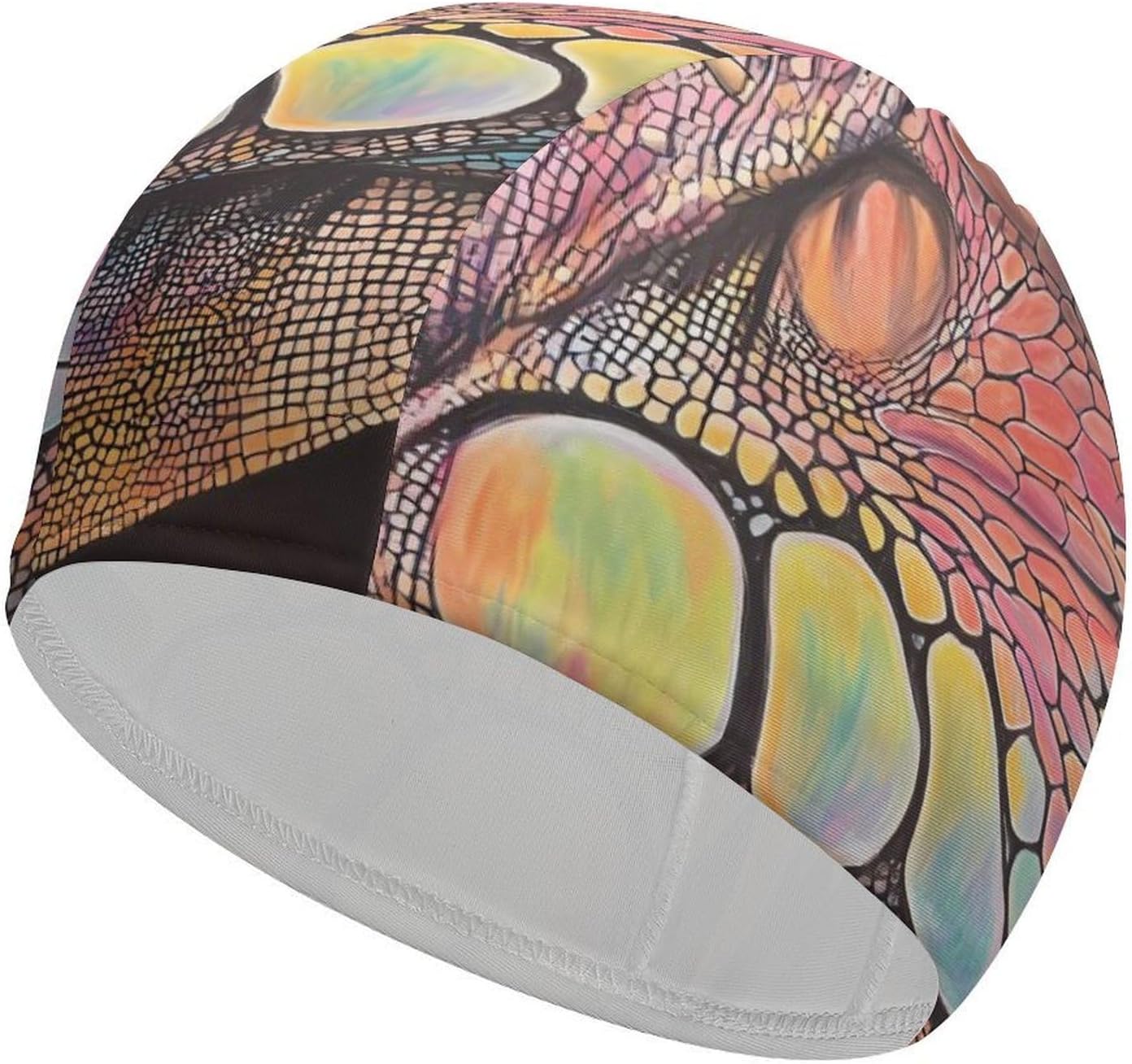 Colorful Lguana Womens Swim Cap for Men Adult Swimming Hat Curly Short Medium Long Hair