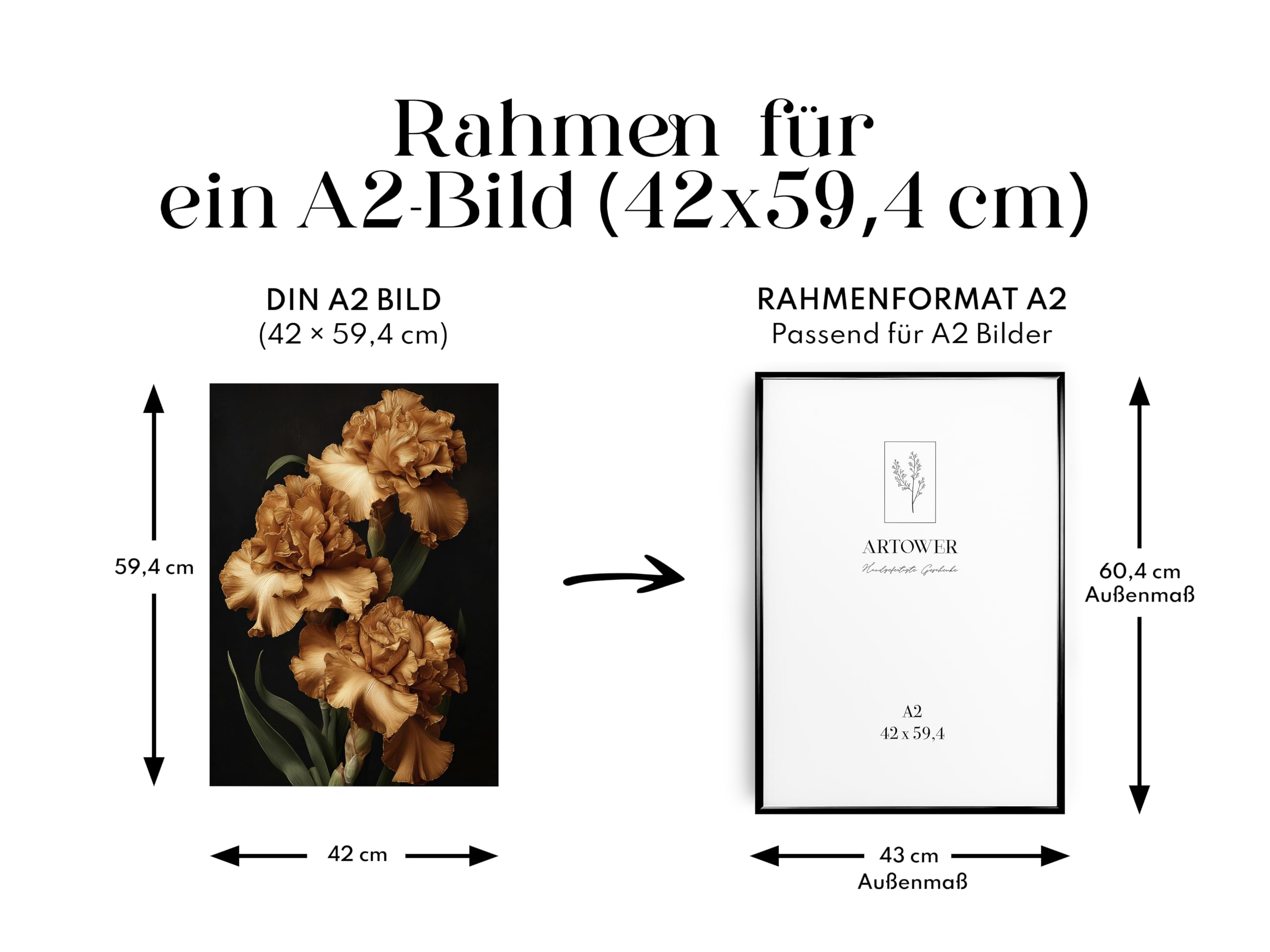 Artower® Bilderrahmen Schwarz Metall Dünner Rahmen für DIN A2 42 x 59,4 cm | Posterrahmen Groß Collage | Picture Frame Metal 42x60 cm | Aluminium Schmal Bilderrahmen | Black Poster Rahmen