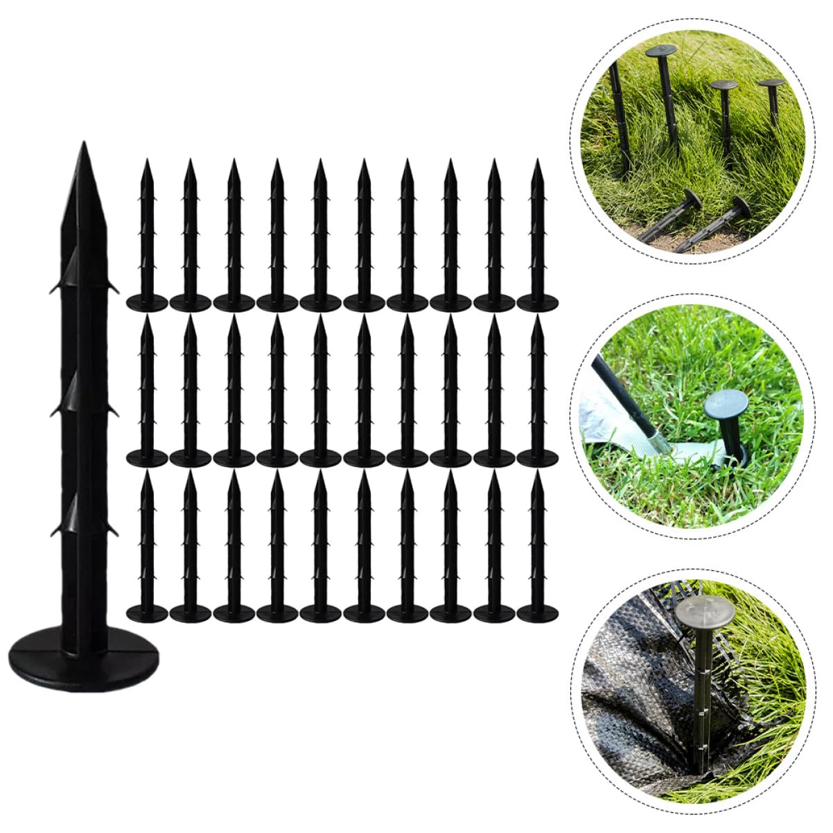Kisangel 100pcs Clous en Plastique Piquets de Jardin pour Bâches et Bordures Fixation Facile Utilisation Extérieure