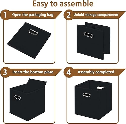 Miniatura 6 de STOREONE - Cubos de almacenamiento de tela con contenedores de cestas (28x28x28 cm) con asas dobles para estante, armario, organizadores de