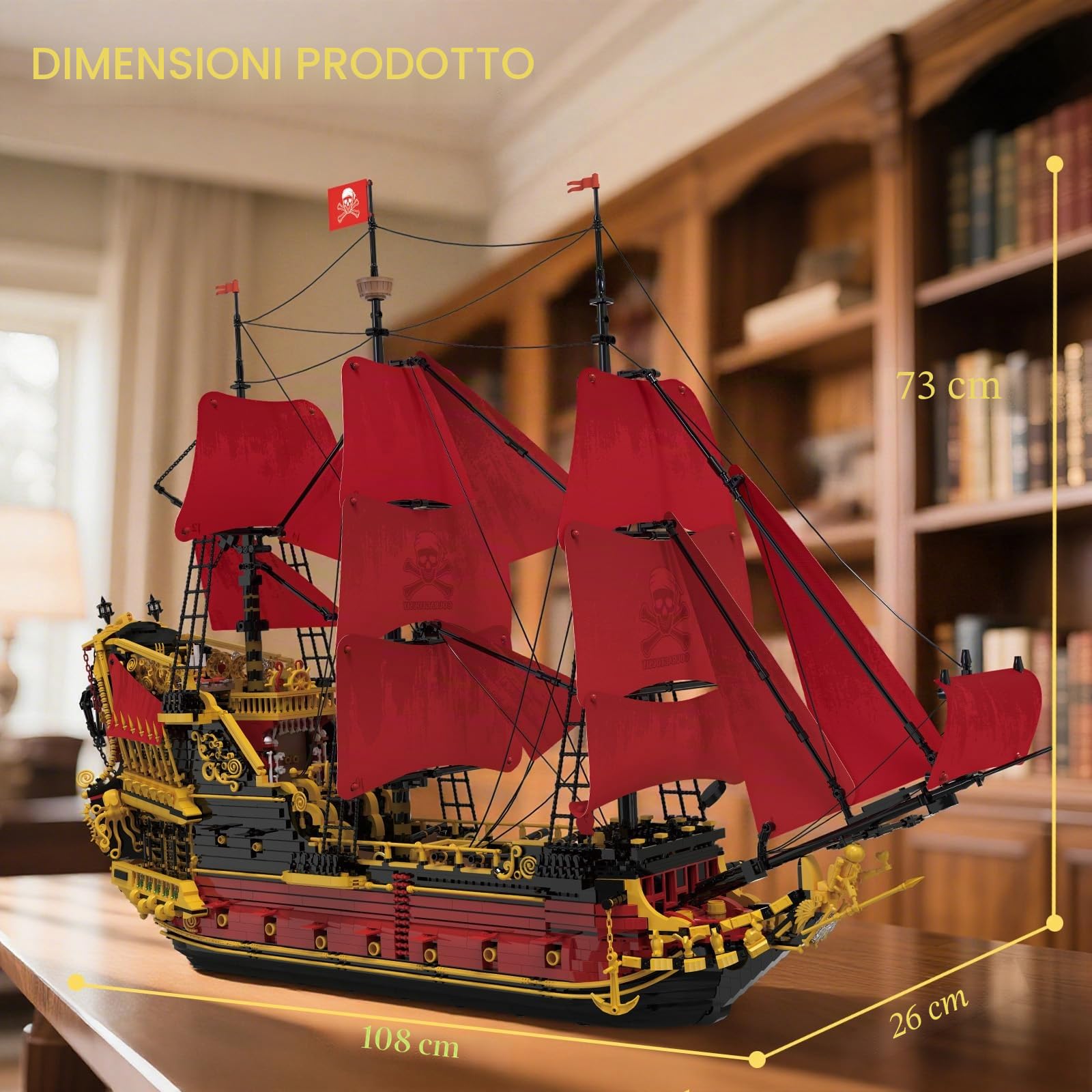 Reobrix Set di mattoncini da costruzione Nave Pirata Revenge, 5666+ pezzi Kit modello storico 66049, Veliero giocattolo da collezione, regali di Natale e compleanno