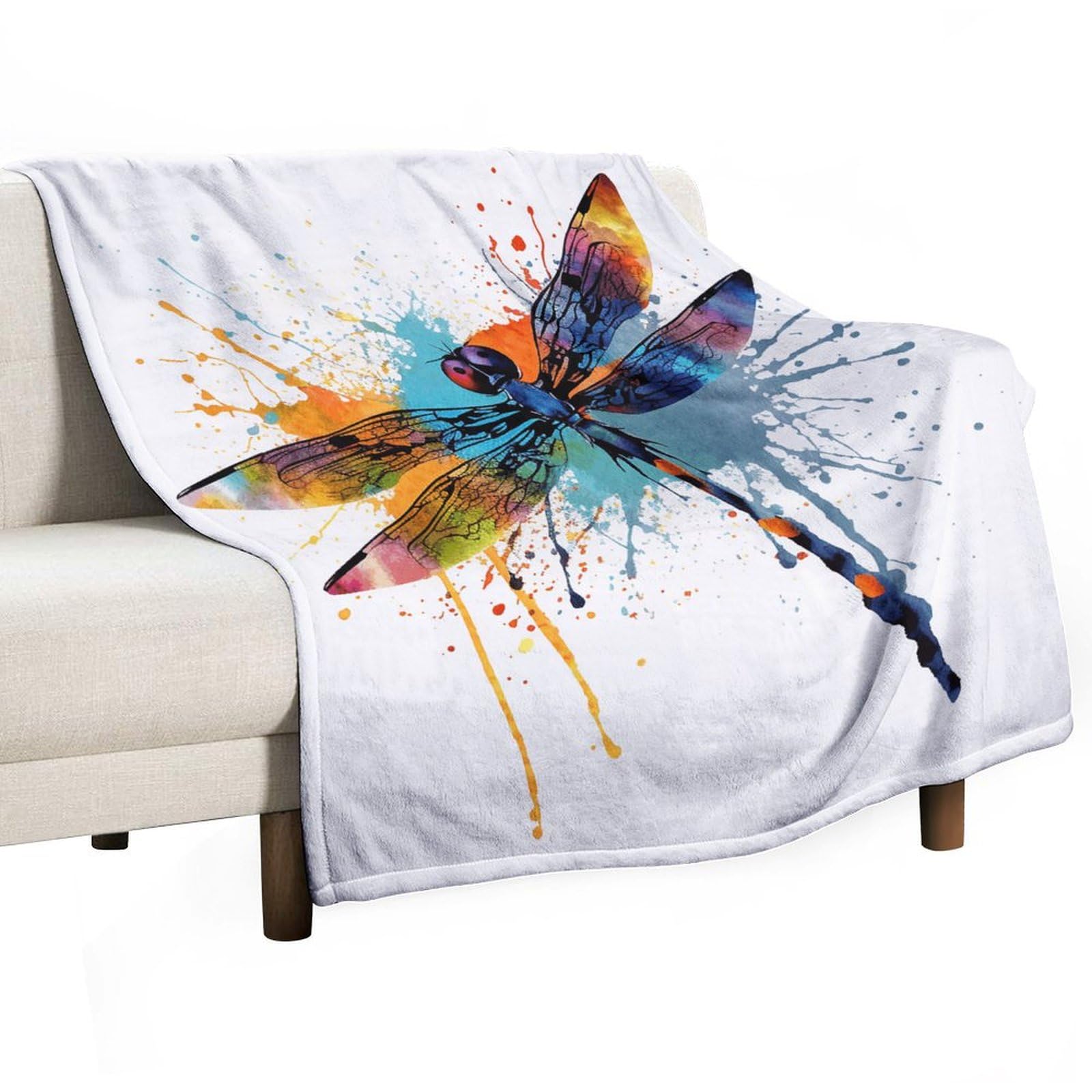 Couverture en flanelle libellule 178x203 cm légère pour lit