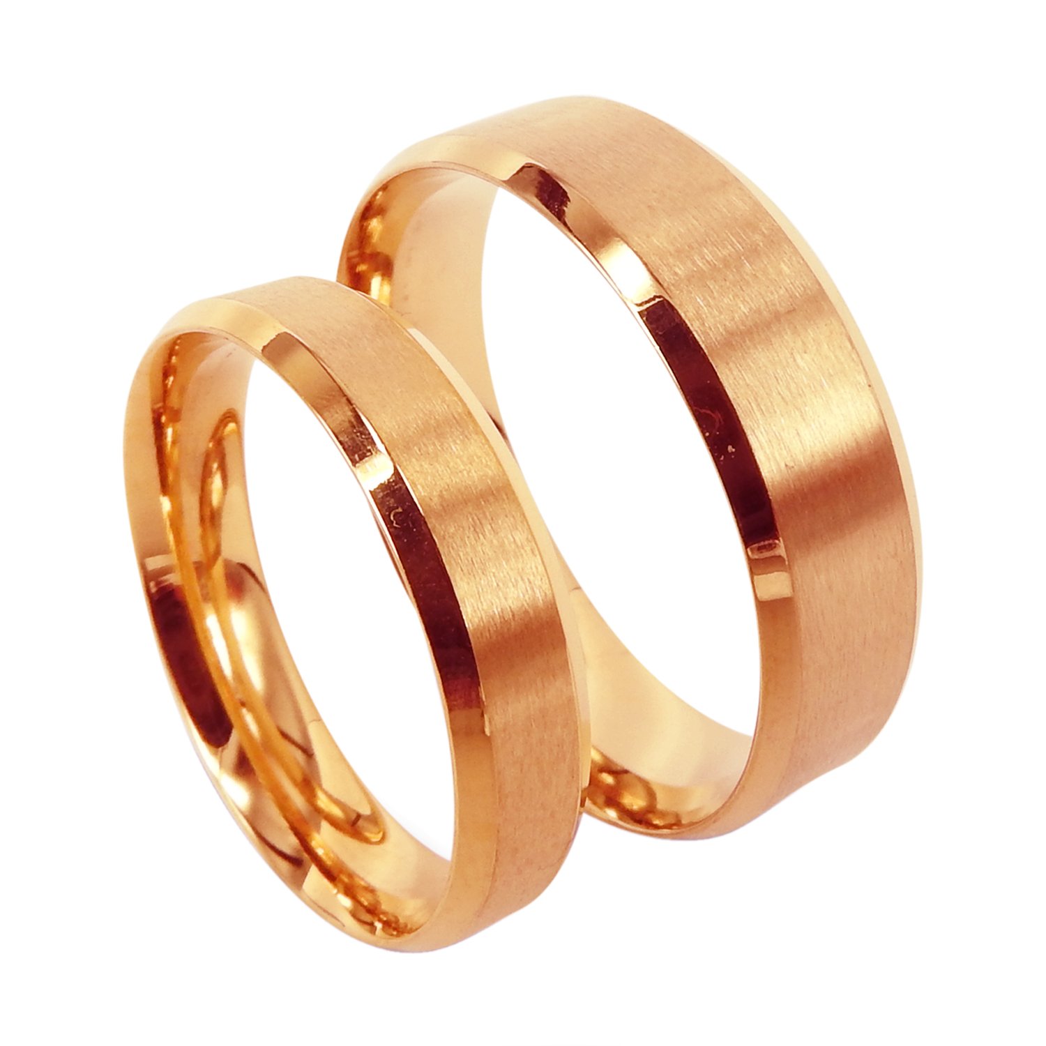 Everstone anillo de pareja Sets Wedding Band Engagement Ring Sets Titanium Matte oro rosa
