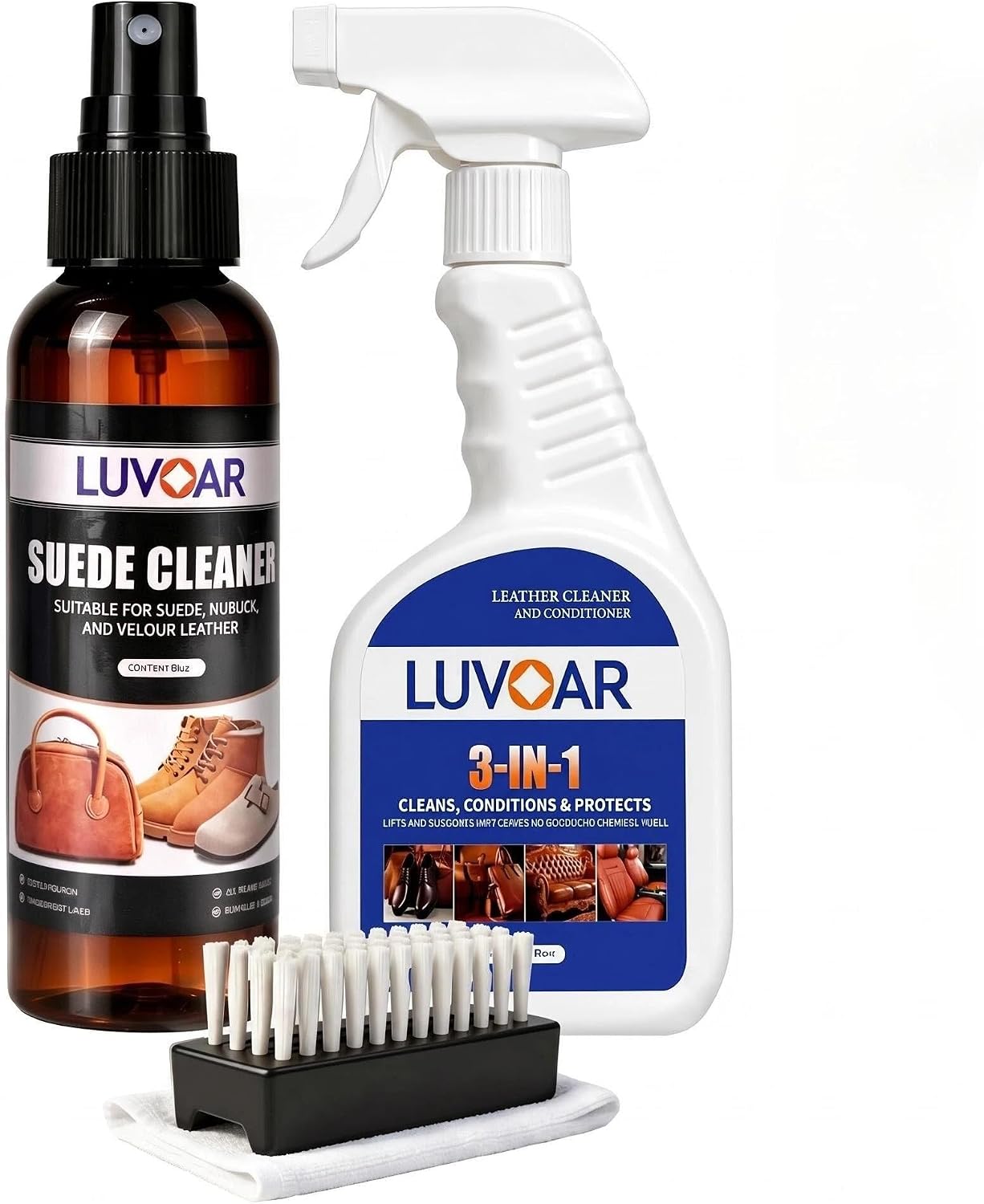 Suede Conditioner and 3-in-1 Leather Cleaner and Conditioner,for Car Interiors, Apparel, Furniture, Boots