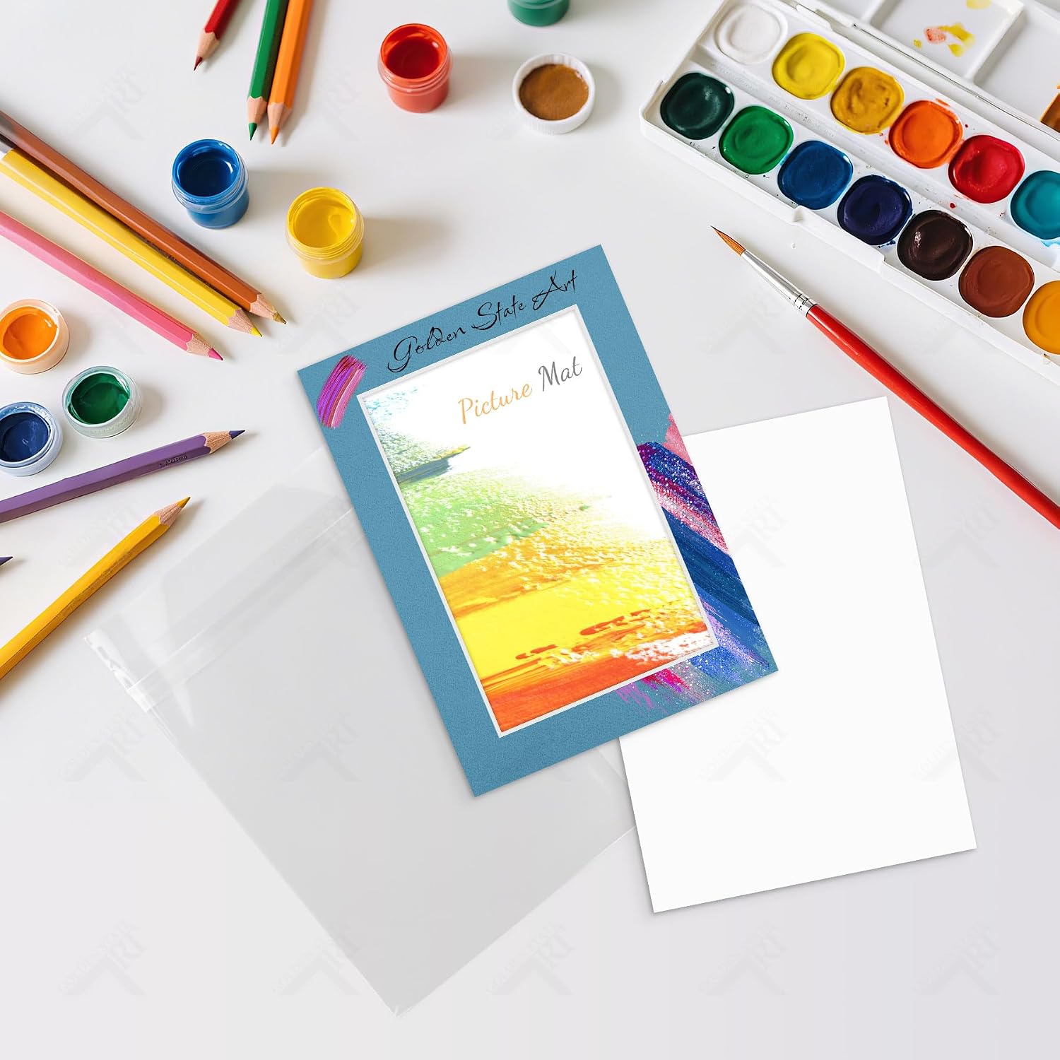 Golden State Art, Pack of 100, 5x7 kit Picture Mat for 4x6 Photo