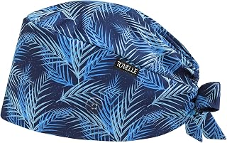 Navy Blue Double-Sided Printed Scrub Caps for Men and Women with Buttons, Adjustable Helps Reduce Static Buildup Medical Hats, Classic and Breathable Surgical Caps with Sweatband for Long Hours