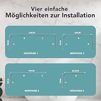 Erica U-alakú zuhanyfüggöny rúd 70x165x70 cm - Falra szerelhető, PVC bevonatú, rozsdamentes acél, fürdőszobai kiegészítő 2
