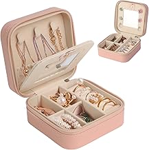 talifoca Travel Jewellery Box with Mirror Jewelry Holder for Women Girls, Earring Organizer PU Leather Earring Holder for Earrings Rings Chains