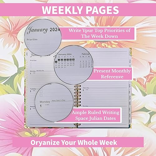 Miniatura 2 de Agenda 2024, enero 2024 - diciembre 2024, 6.2 x 8.5 pulgadas, planificador semanal y mensual 2024, planificador encuadernado en espiral con