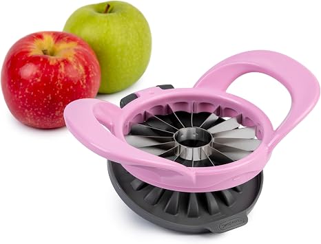 PrepWorks by Progressive Dishwasher Safe 16-Slice Thin Apple Slicer and Corer with Attached Safety Cover Magenta