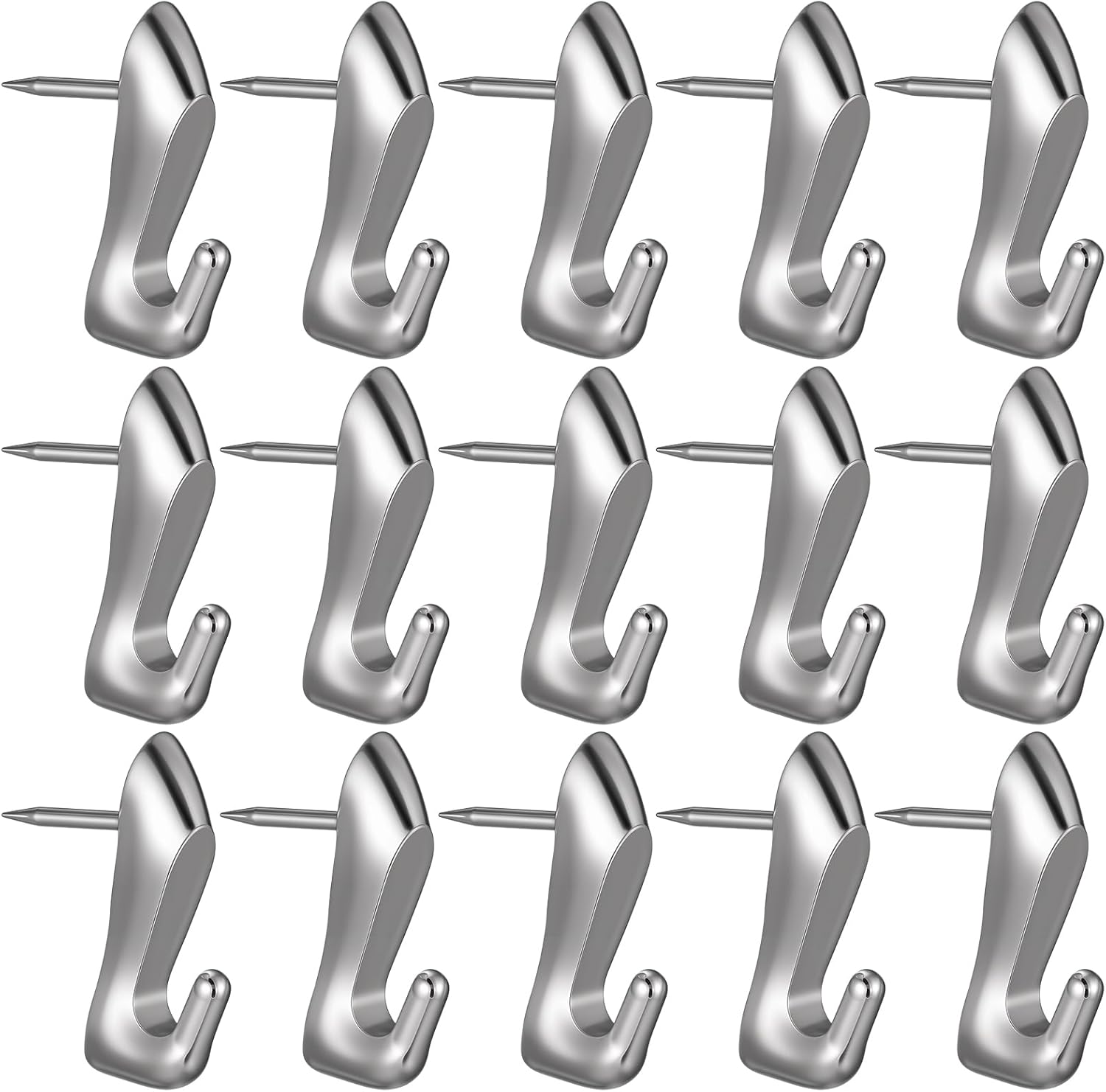 20 Lbs Pin Hooks, Metal Push Pin Hangers Zinc Alloy Thumb Tacks Hanging Hooks with Nails Thumbtacks for Wall Hanger, Picture Hanging Nails for Home Office Wooden or Fabric Wall (Silver)