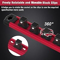 Vista 5 de WORKPRO - Organizador magnético de llaves de vaso, riel de llaves de aleación de aluminio de 3/8 de pulgada, soporte de llaves de gran resistencia