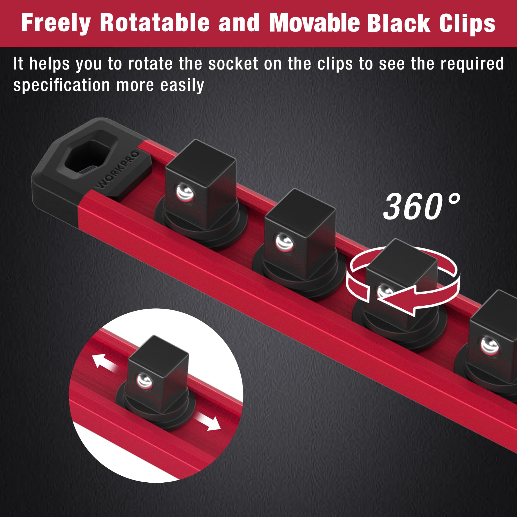 Snapklik.com : WORKPRO Magnetic Socket Organizer, 3/8-Inch Drive ...