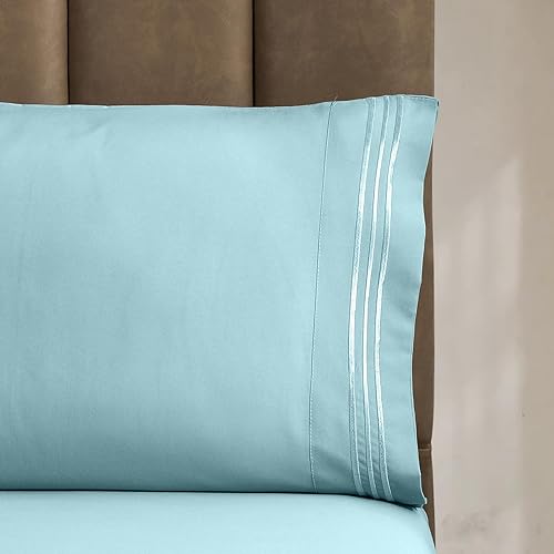 Vista 81 de Juego de sábanas de microfibra de 4 piezas prémium de calidad hotelera 1800 hilos, resistente a las arrugas, ultra suave y transpirable, juego