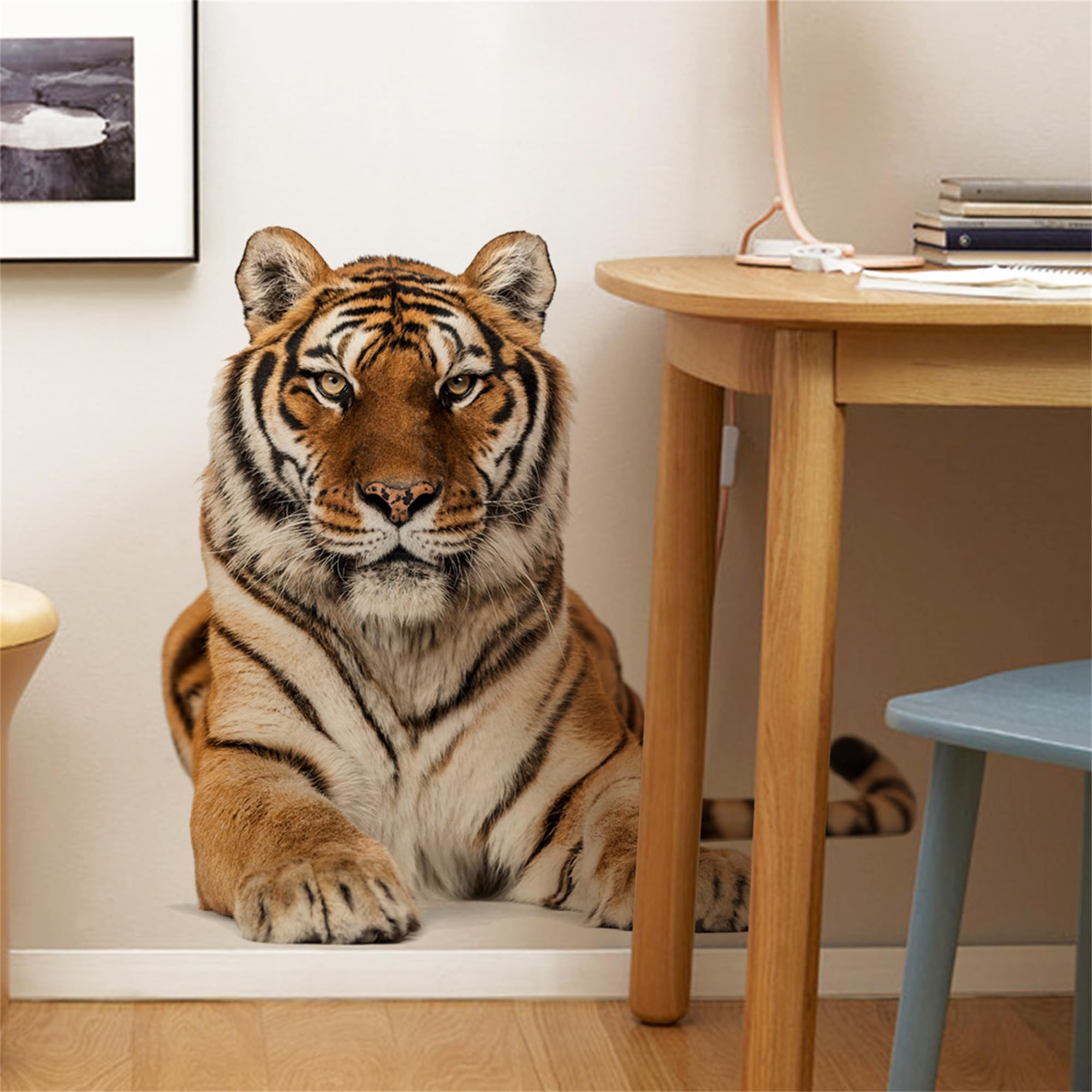 WAFT YEARN 3D Tiger Wall Decal - Lifelike Safari Animal Sticker, Removable, For Nursery, Living Room, Classroom