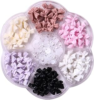 Bow Nail Charms,3D Resin Colorful Bow Knot Nail Art Charms Cute Bow Nail Rhinestones Crystal Nail Pearl Bow Colorful Nail Designs Jewelry Nail Accessories for Acrylic Nails DIY Manicure Decorations