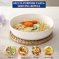 Vista 8 de HOMQUEN Pasta Bowls Set of 6, 37oz Salad Bowls White Soup Bowls, Large Pasta Serving Bowls, Unbreakable Plastic Dinner Bowls, Dinnerware