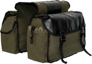 Updated Bike Pannier Bags Canvas Cycling Equipment Pack Multifunctional Messenger Rear Seat Trunk Carrier Bag Bicycle Shelf Pack Saddle Bag for MTB, Riding, Bike Touring (Military Green)