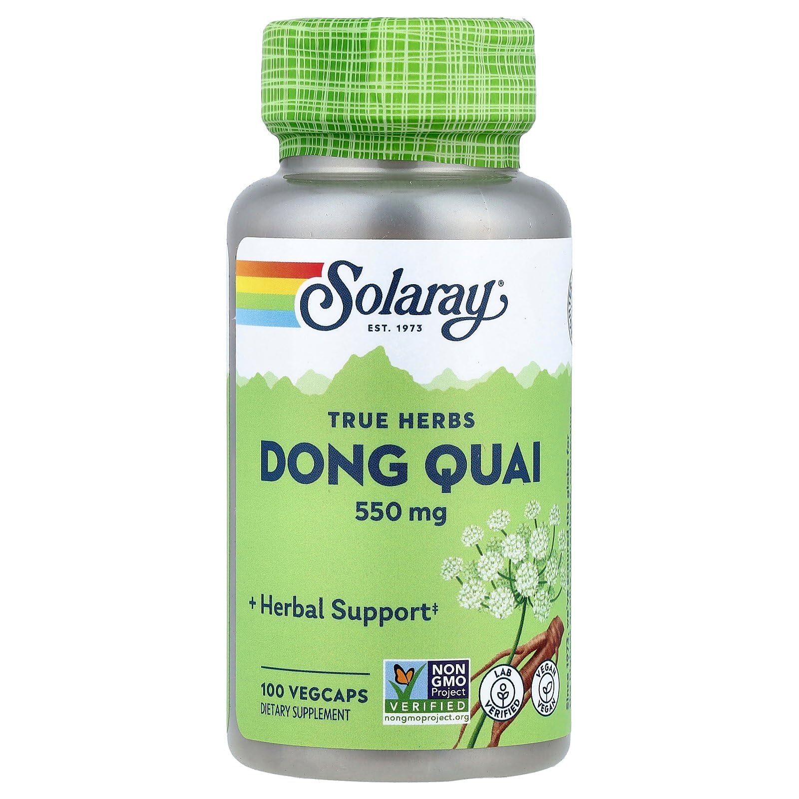 SOLARAY Dong Quai Root 550mg | Healthy Menstrual & Menopausal Support | Womens Health Supplement | Whole Root | Non-GMO, Vegan & Lab Verified | 100ct 100 Count (Pack of 1)