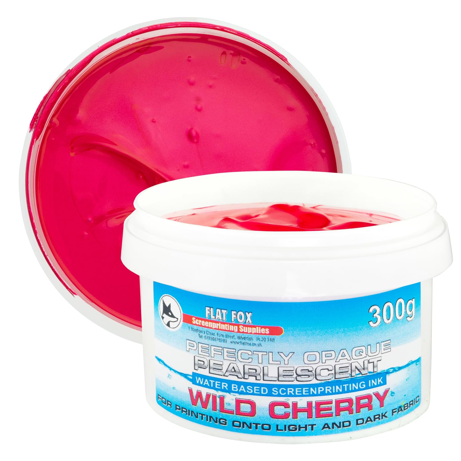 Perfectly Opaque Pearlescent Metallic Screen Printing Fabric Ink (Wild Cherry, 300g), 100 ml - Image 2