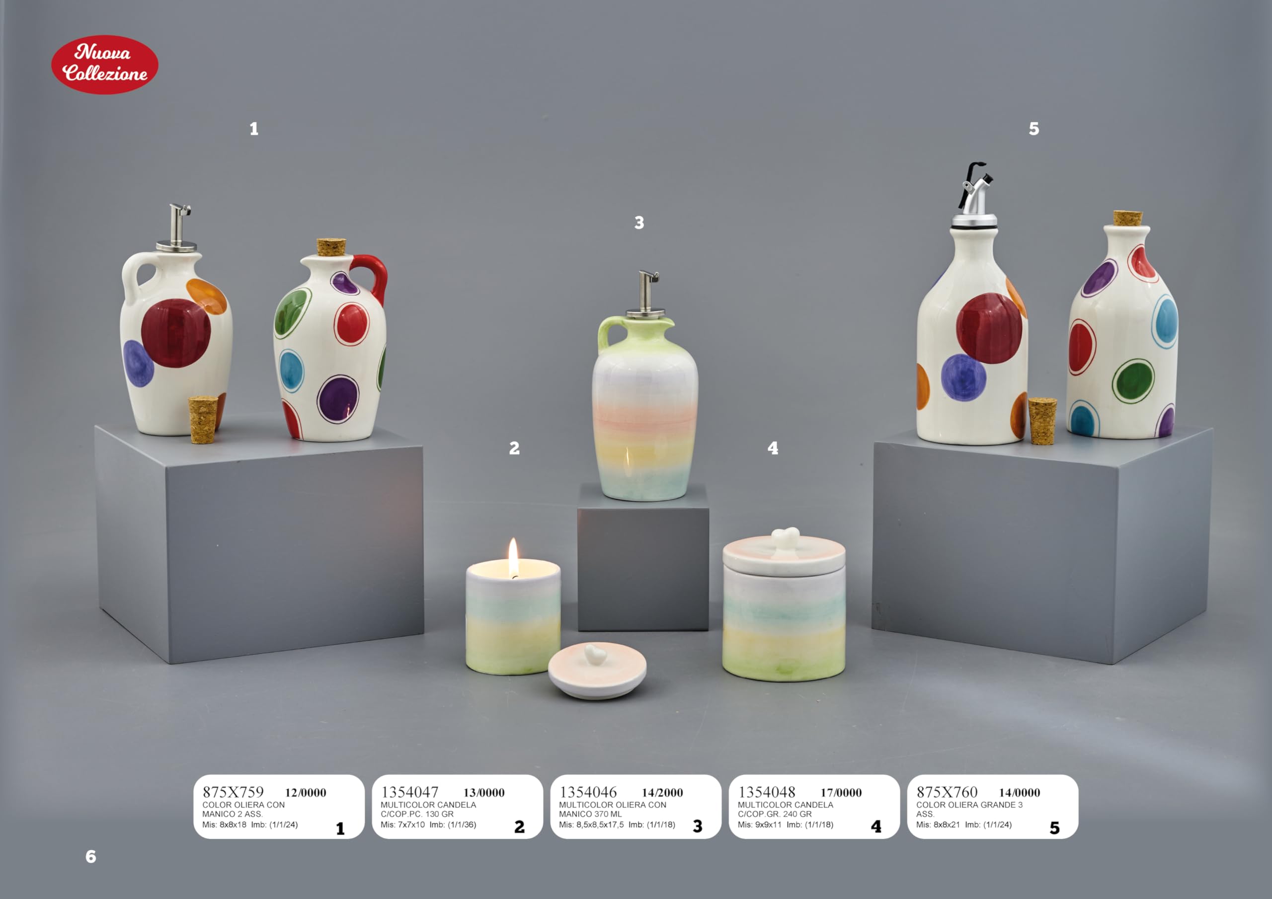 Doni Bomboniere Comunione 4PZ Bottiglia Oliera con Colori Pastello Oliere Orci Anfore Utili Cresima Matrimonio Nozze Anniversario Cucina Idee Regalo Complete Originali Economiche