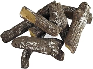 Delamere 8 Piece Ceramic Log Set – Replacement Logs for Gas, LPG, Electric & Bio Ethanol Fires – Hand-Painted Heat-Resistant Refractory Fibre